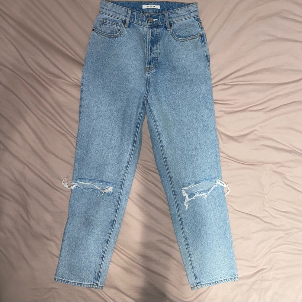 High-Rise Straight Leg Blue Jeans
